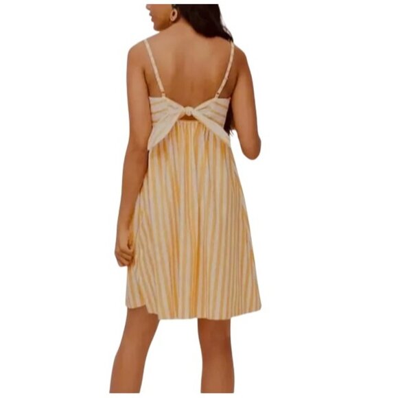 J.Crew Strappy tie-Back Mini Dress Adjustable Straps Size 12 Orange White - Picture 2 of 8
